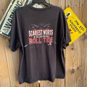 Black Graphic T-Shirt with Red Print